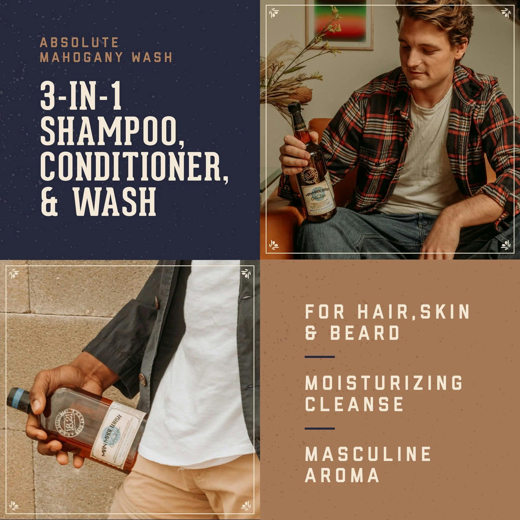 18.21 Man Made Conditioning Shampoo and Body Wash - Absolute Mahogany 532ml