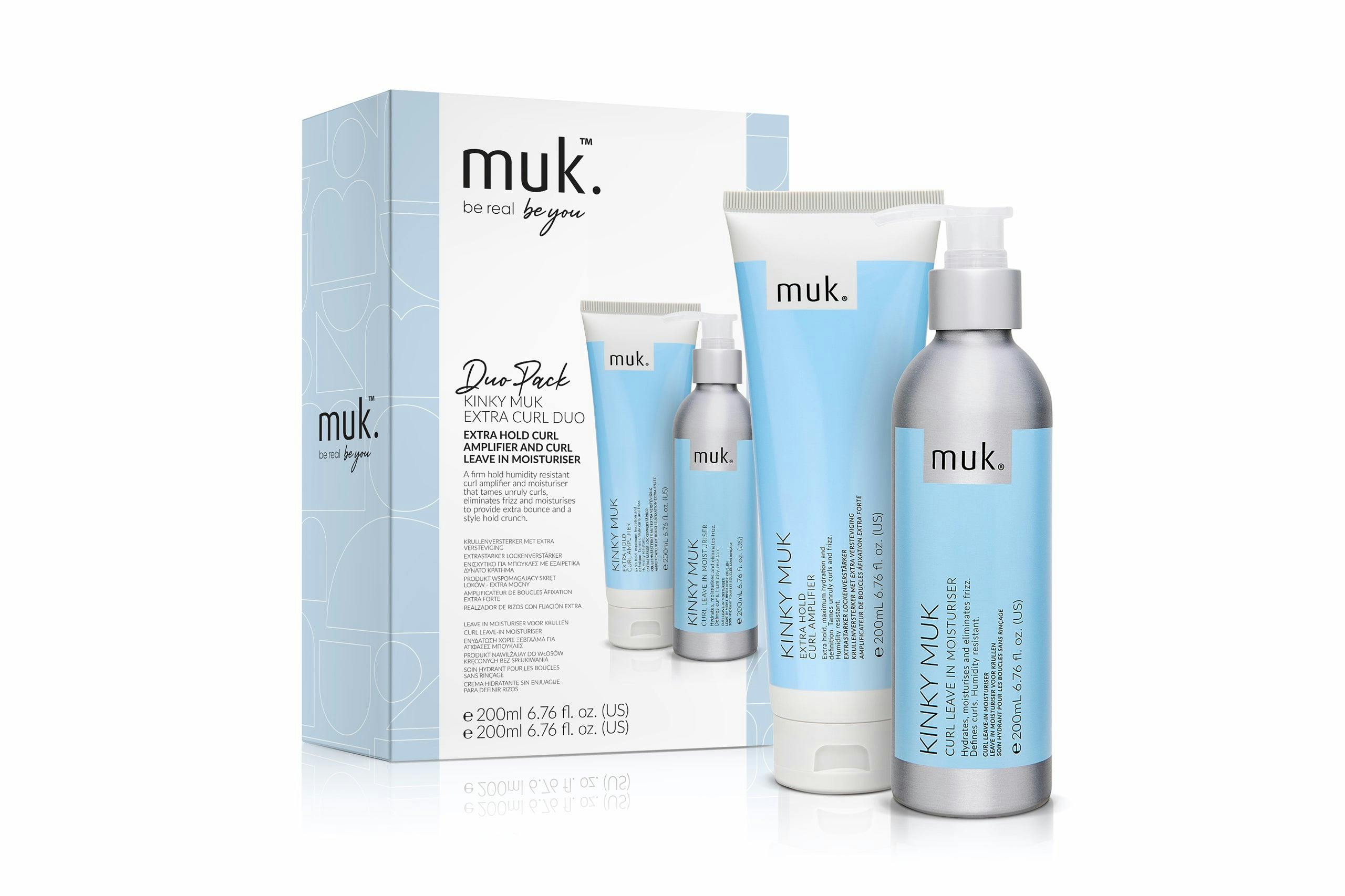 Muk Kinky Muk Curl Leave in Moisturiser and Extra Hold Curl Amplifier 200ml Duo Pack
