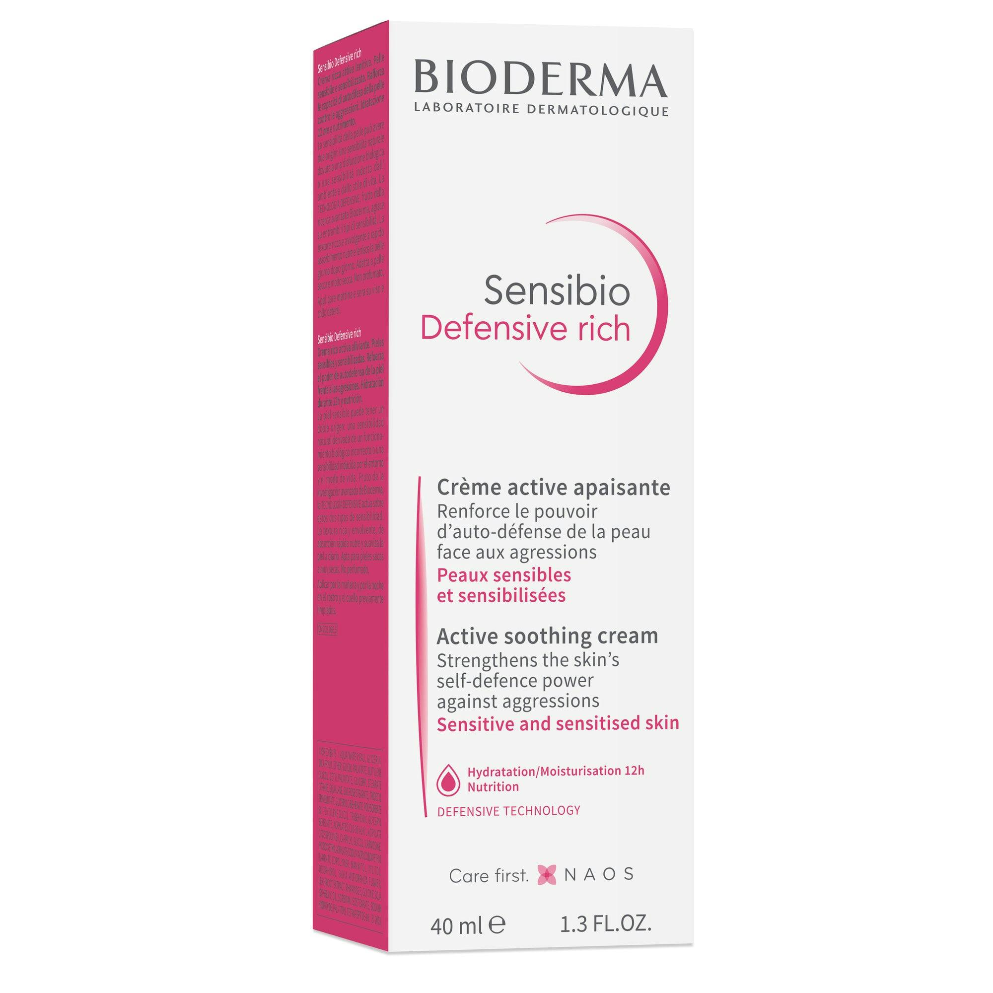 Bioderma Sensibio Defensive Rich Soothing Nourishing Moisturiser for Sensitive Skin 40ml