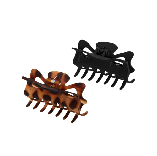 Kitsch Recycled Plastic Large Claw Clip - Black & Tort (2 Pack)