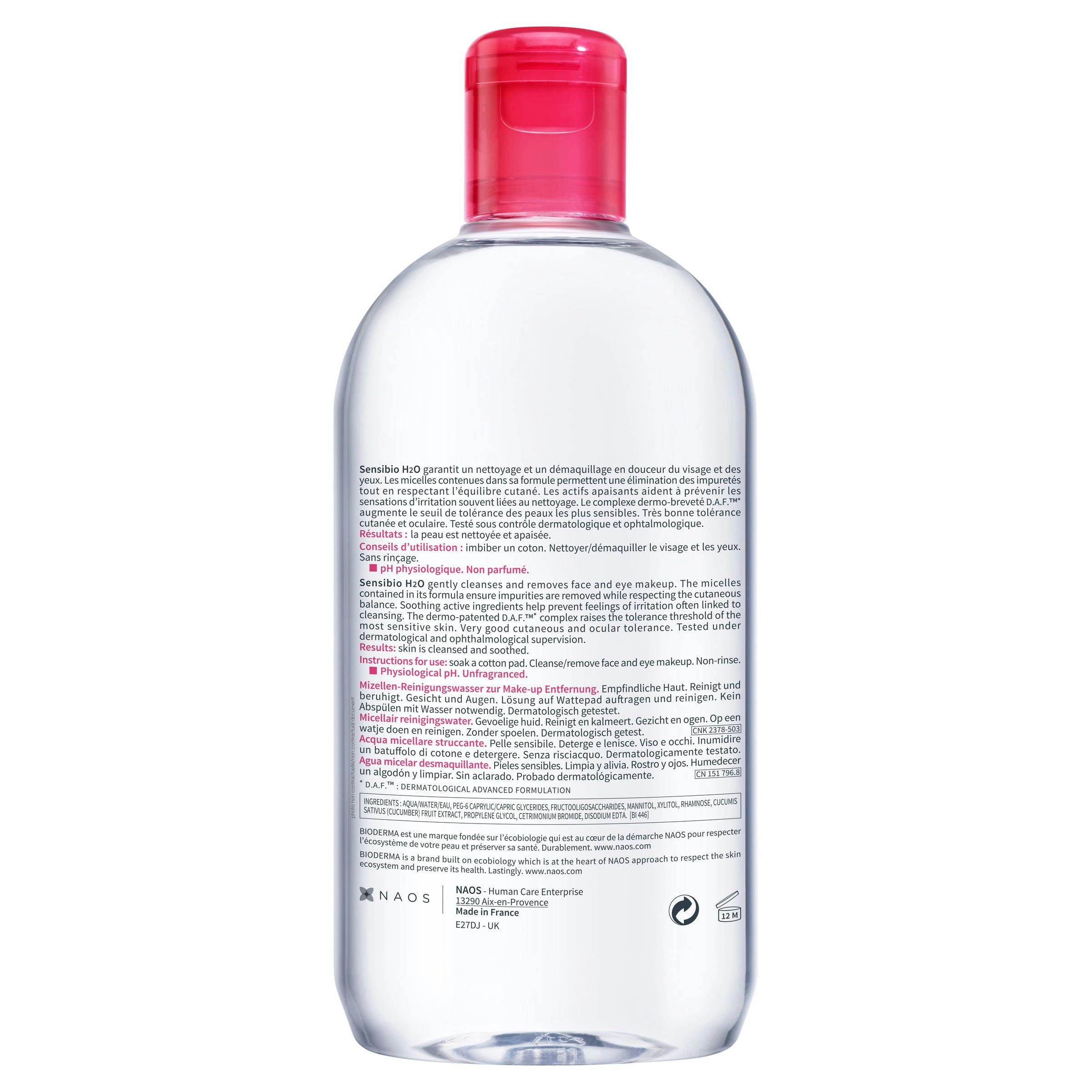 Bioderma Sensibio H2O Soothing Micellar Water Cleanser for Sensitive Skin 500ml
