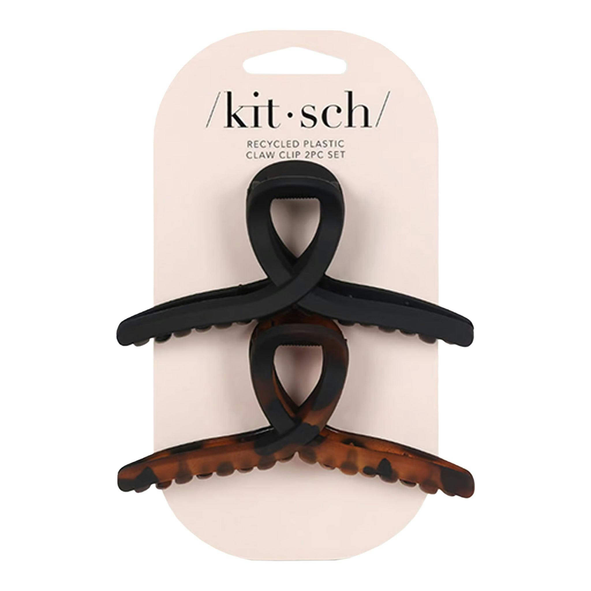 Kitsch Large Loop Claw Clips 2pc - Black & Tort