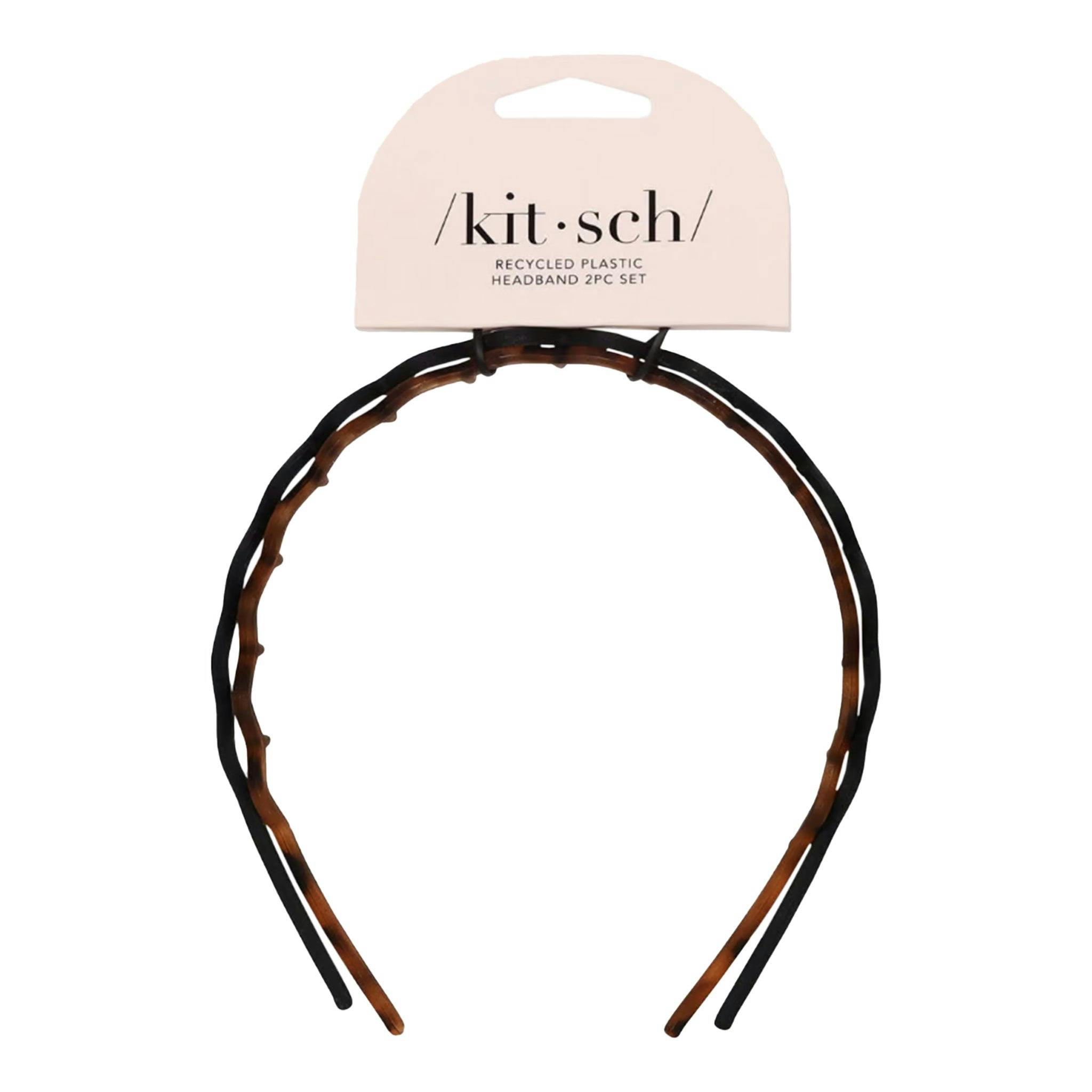 Kitsch Zig-Zag Headband 2pc - Black & Tort