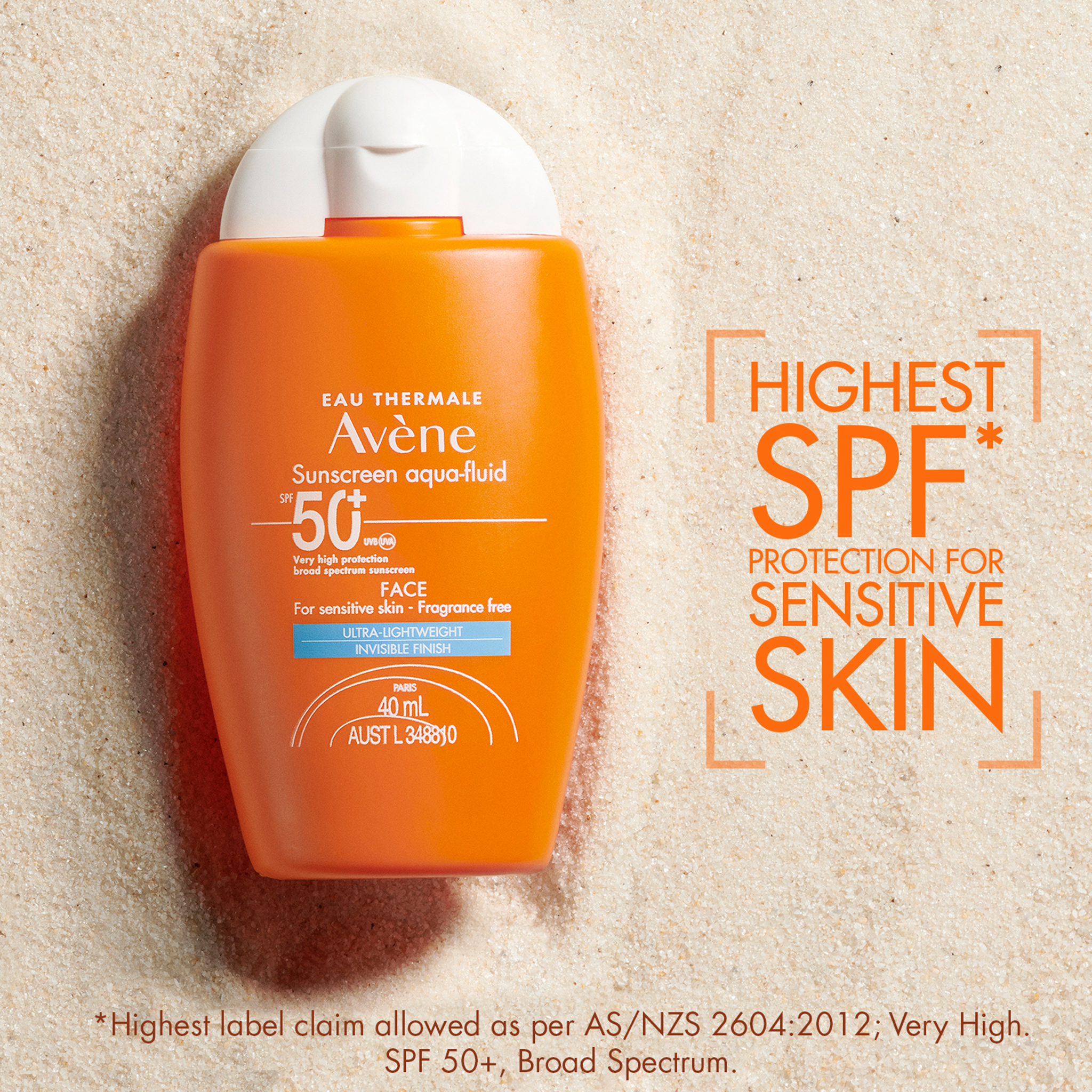 Avène Sunscreen Aqua-fluid SPF50+ 40ml - For Sensitive Skin