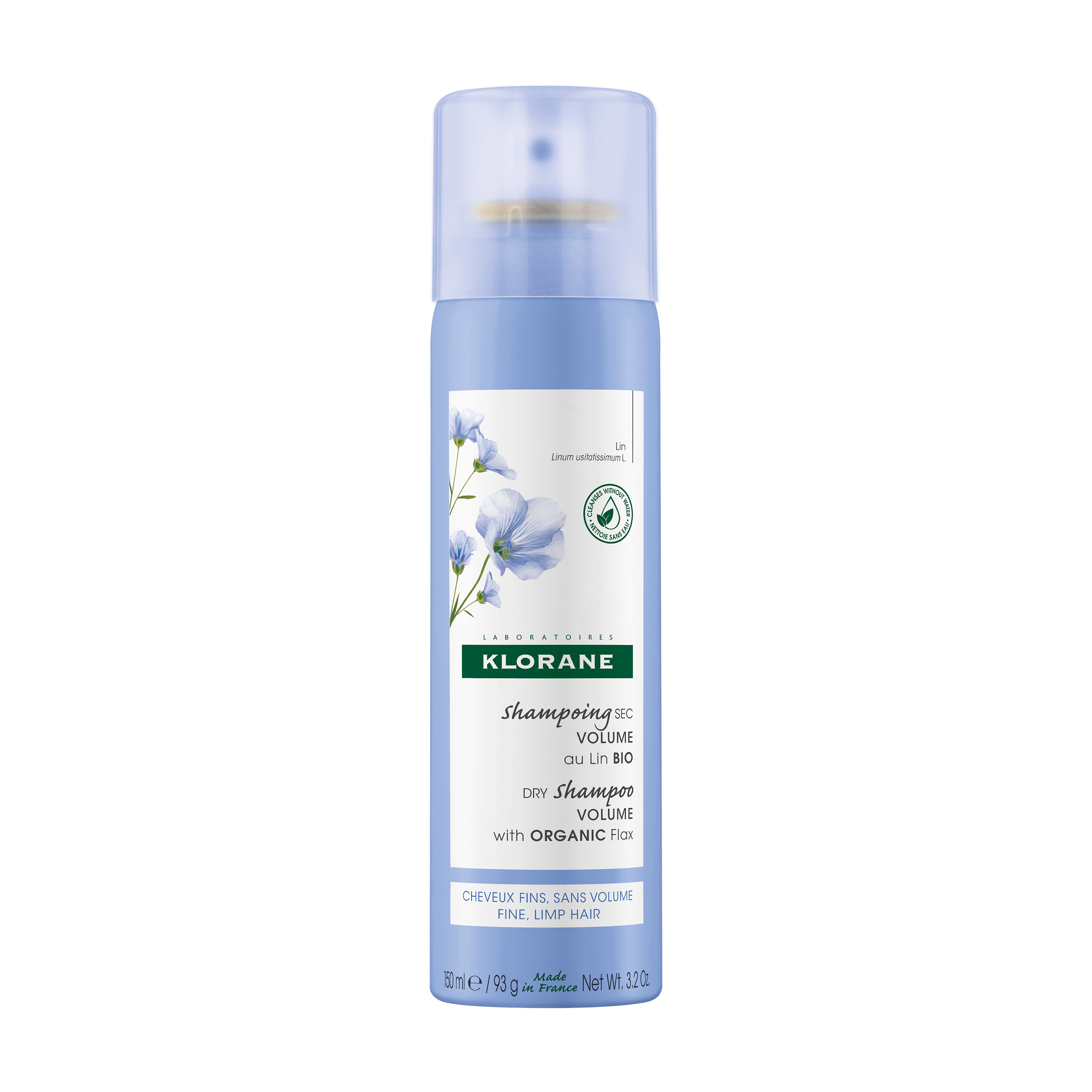 Klorane Dry Shampoo with Organic Flax 150ml - XL Volume - Fine and Flat Hair