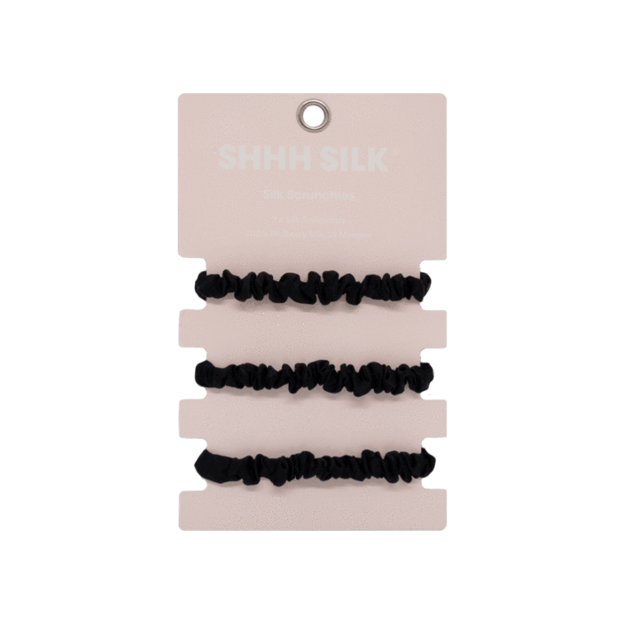 Shhh Silk 3 Pack Mini Black Silk Scrunchies