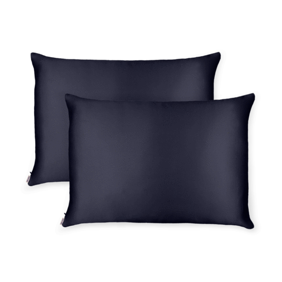Shhh Silk 2 Pack Navy Silk Pillowcases - Queen Size
