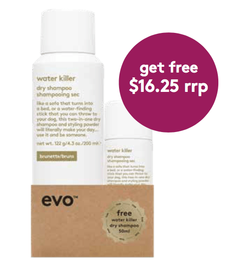Evo Water Killer Spray Dry Shampoo Brunette 200ml + Free Dry Shampoo Brunette 50ml