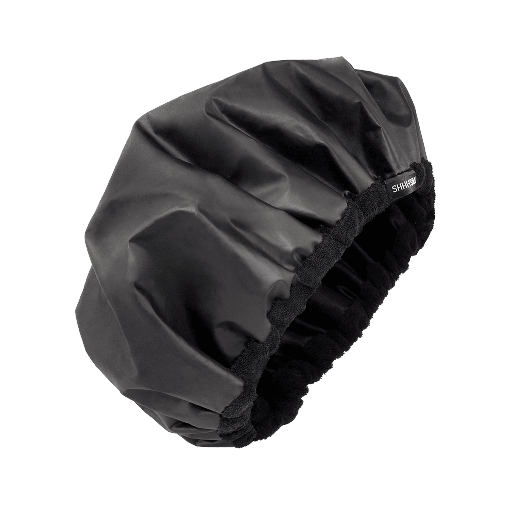 Shhh Silk Black Silk Lined Shower Cap - Black